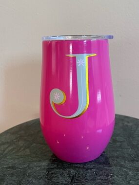 Opal House cold drink tumbler with ‘J’ initial, new without tags